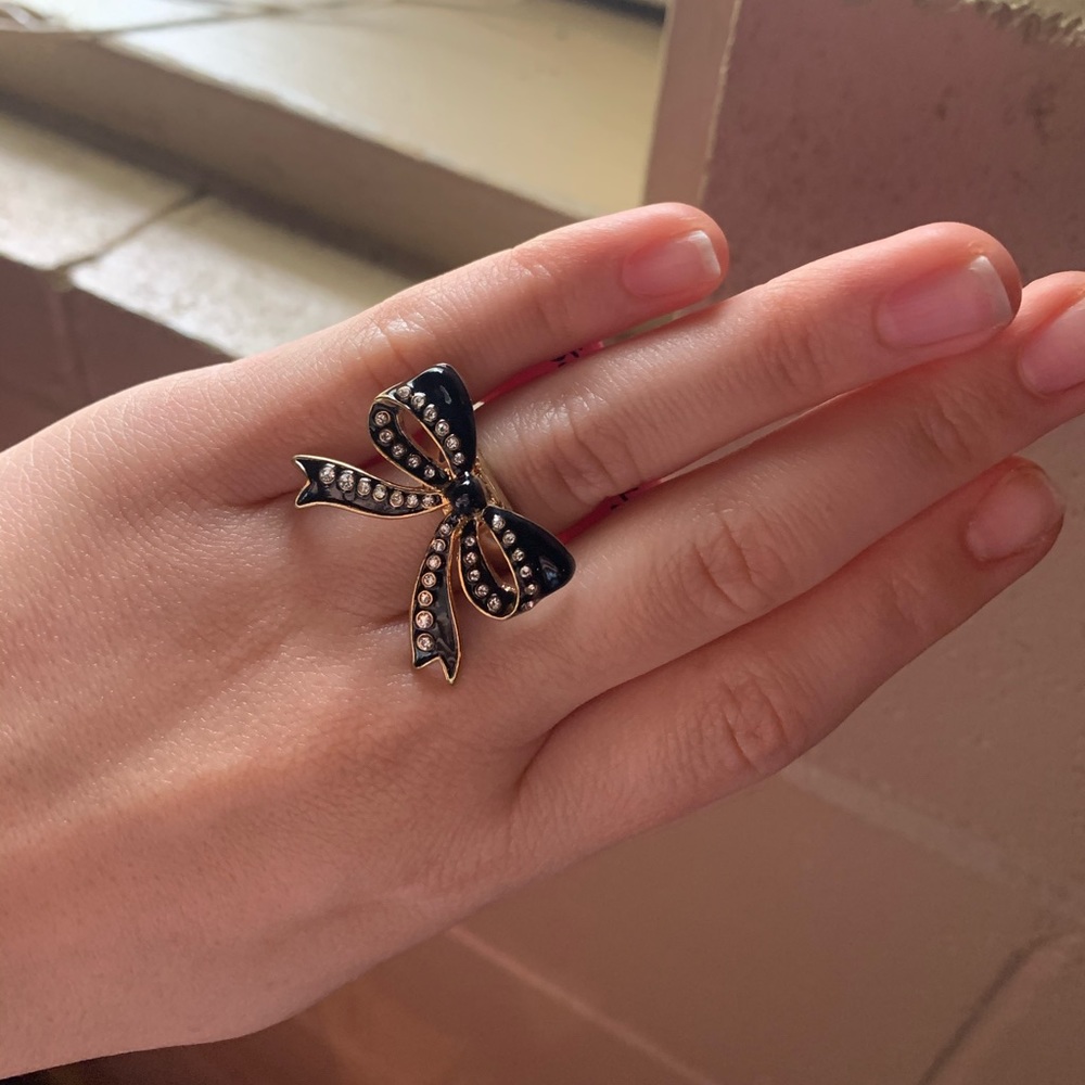 🎀 Betsey Johnson Ring Black Bow NEW 🎀